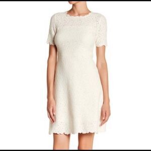 Elie Tahari Elegant White Floral Lace Short Sleeve Shift‎ Dress New 14